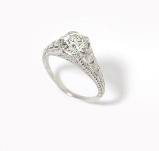 An Art Deco diamond and platinum ring