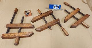 bx 3 wooden clamps- E.G Hantsche and Co, etc