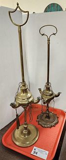 lot 2 early 19th c brass oil lamps