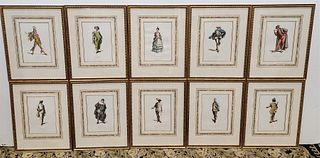 bx 10 framed etchngs of opera singers sgnd in plate M. Sand  