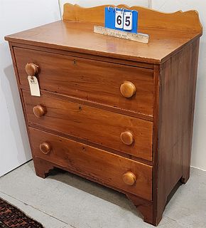 19th c pine 3 drawer chest