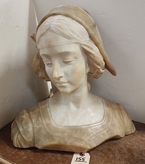 19th C alabaster and marble bust of a woman 