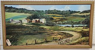 framed o/c landscape w/ farm