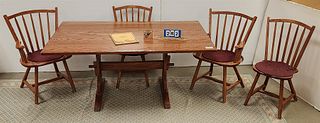 Hunt country furnoak trestle table w/ 4 chairs
