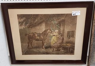 framed engr The Country Butcher 1802 