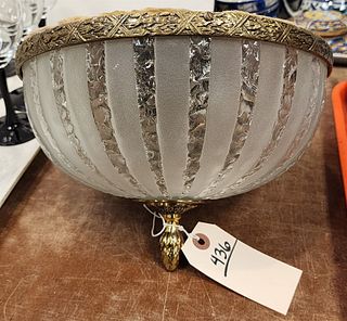 frosted glass and brass ceiling fixture 7"h x 10" diam 