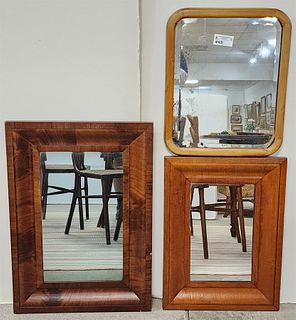 lot 3 framed mirrors- 2 empire mahog ogee 31 1/2" x 22", 25 1/2" x 19" and maple 22 1/2" x 18"