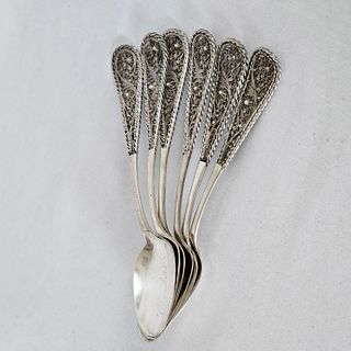 6 Sterling Spoons with Filigree handle