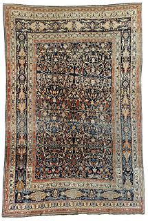 19th Century Tabriz Hunting Carpet with Human Faces