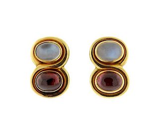 Bvlgari Bulgari 18K Gold Moonstone Tourmaline Earrings