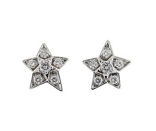 Chanel Comete Star 18k Gold Diamond Earrings
