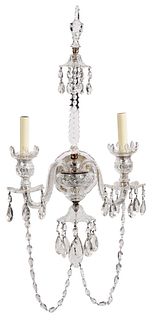 A Pair of Crystal Two Light Wall Sconces, Nesle Inc. 