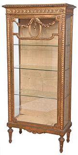 Louis XVI Style Carved and Gilt Vitrine Cabinet