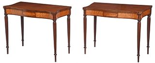 Fine Pair of Boston Federal Birdseye Maple and Flame Birch Card Tables, Attributed to John and Thomas Seymour