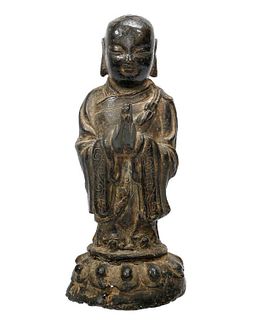 Chinese Cast-Iron Luohan Figure.