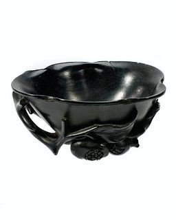 Chinese Carved Hardwood Libation Cup.