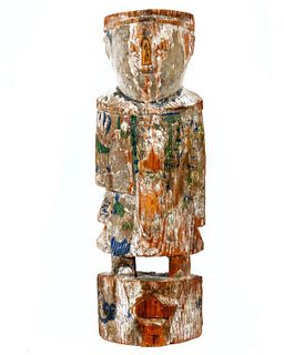 Polychrome Wood Temple/Architectural Figure.