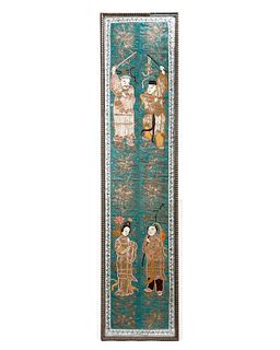 Chinese Embroidered Silk Panel with Figures.