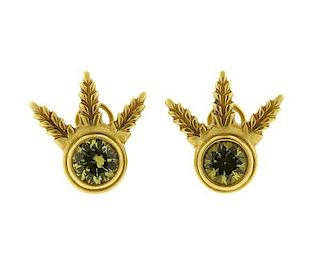 Elizabeth Rand 18K Gold Peridot Earrings