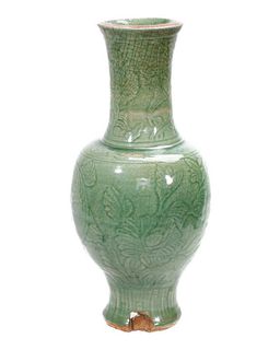 Large Chinese Celadon Ceramic Vase.