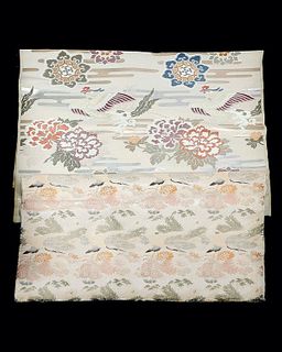Two Vintage Asian Silk Brocade Panels.