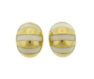 18K Gold White Stone Earrings