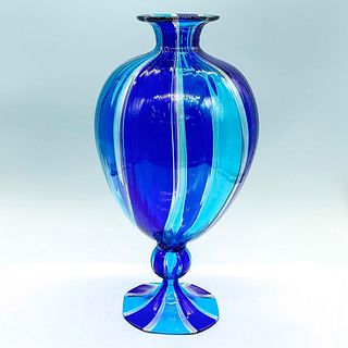 Murano Art Glass Footed Vase, Cane
