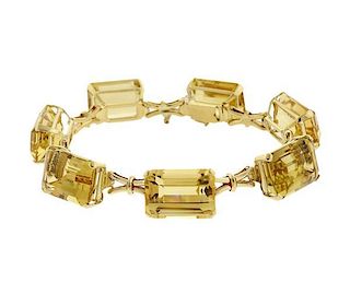 18k Gold Citrine Line Bracelet