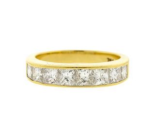 18k Gold Princess Cut Diamond Half Band Ring