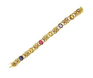 18k Gold Multi Color Gemstone Bracelet