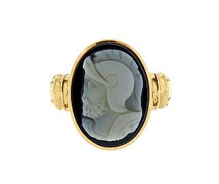 Antique 10k Gold Hardstone Cameo Ring