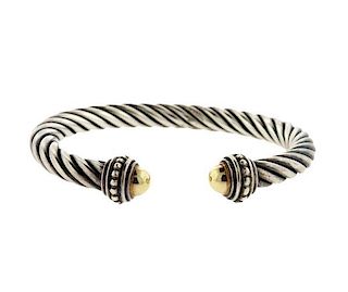 Sterling 18k Gold Cable Cuff Bracelet