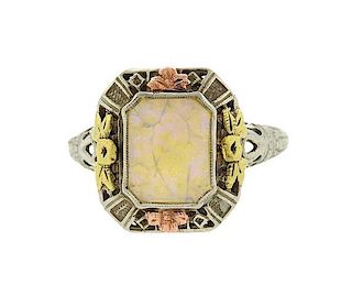 Art Deco 18k Gold Opal Ring