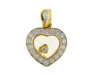 18k Gold Floating Diamond Heart Pendant