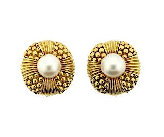 Tiffany &amp; Co 18K Gold Pearl Earrings