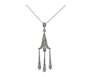 Tiffany &amp; Co Platinum Diamond Drop Pendant Necklace