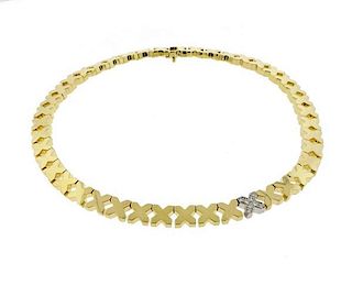Tiffany &amp; Co 18k Gold Diamond X Link Necklace