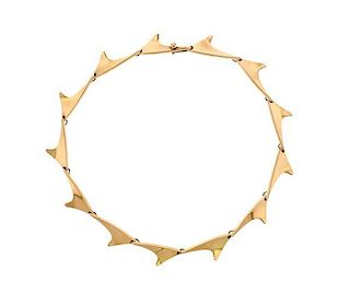 Bent K Modernist 14k Gold Geometric Necklace