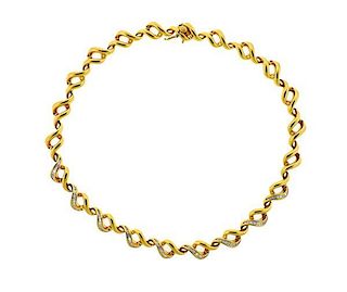 18k Gold Diamond Twist Link Necklace