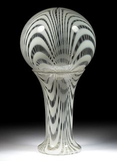 FREE-BLOWN MARBRIE-DECORATED VASE AND SIMILAR WITCH BALL