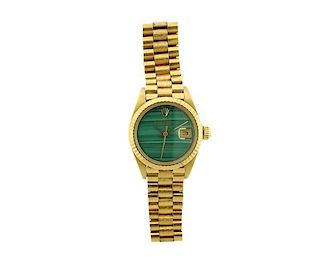 Rolex President 18k Gold Malachite Dial Watch 6917