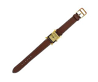 Hermes H Gold Tone Watch HH1.201