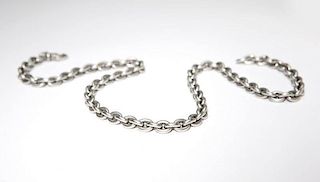 A platinum oval link chain