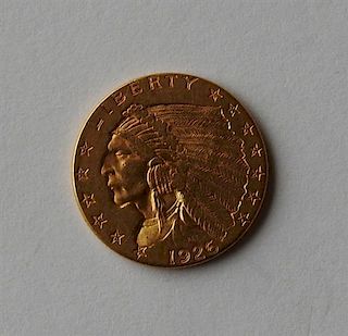 1926 Indian Head 2.5 Dollar Gold US Coin