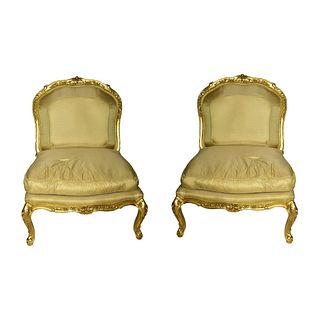 Pr Louis XV-style Slipper Chairs