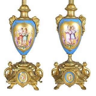 Pair of Antique Sevres Lamps