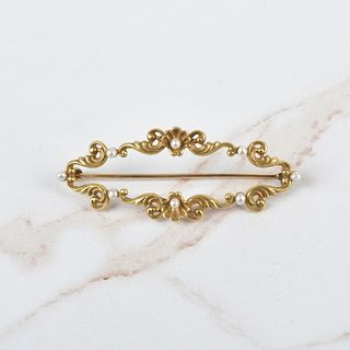 Pearl and 14K Brooch