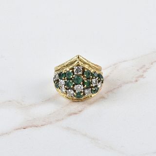 Emerald, Diamond and 18K Ring