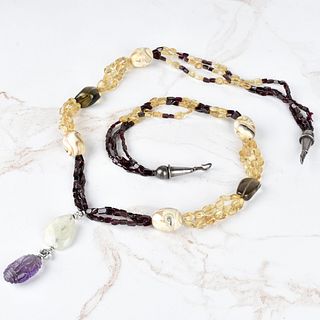 Citrine, Topaz, Amethyst and Agate Necklace