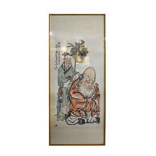 Large Vintage Chinese Silk Scroll Painting